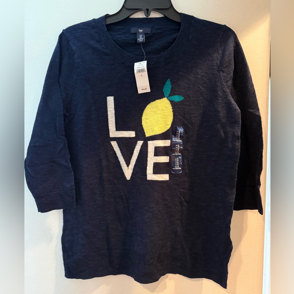 GAP Factory Women’s Blue Summer Sweater with Lemon Design